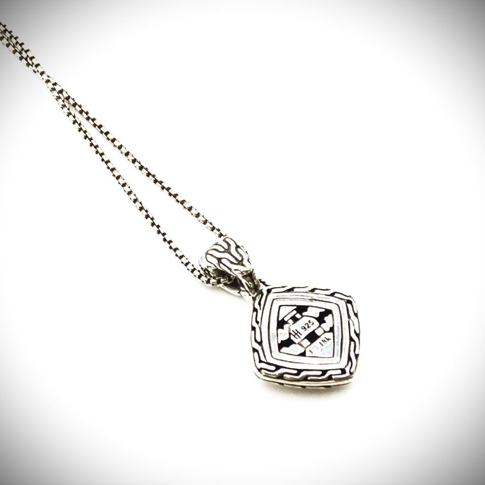 JOHN HARDY Chain Collection Sterling Silver 18K Gold Hammered Pendant Necklace - Picture 9 of 11